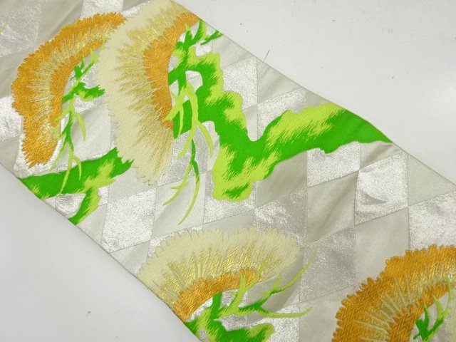 JAPANESE KIMONO / ANTIQUE FUKURO OBI / SILK / WOVEN RHOMBUS